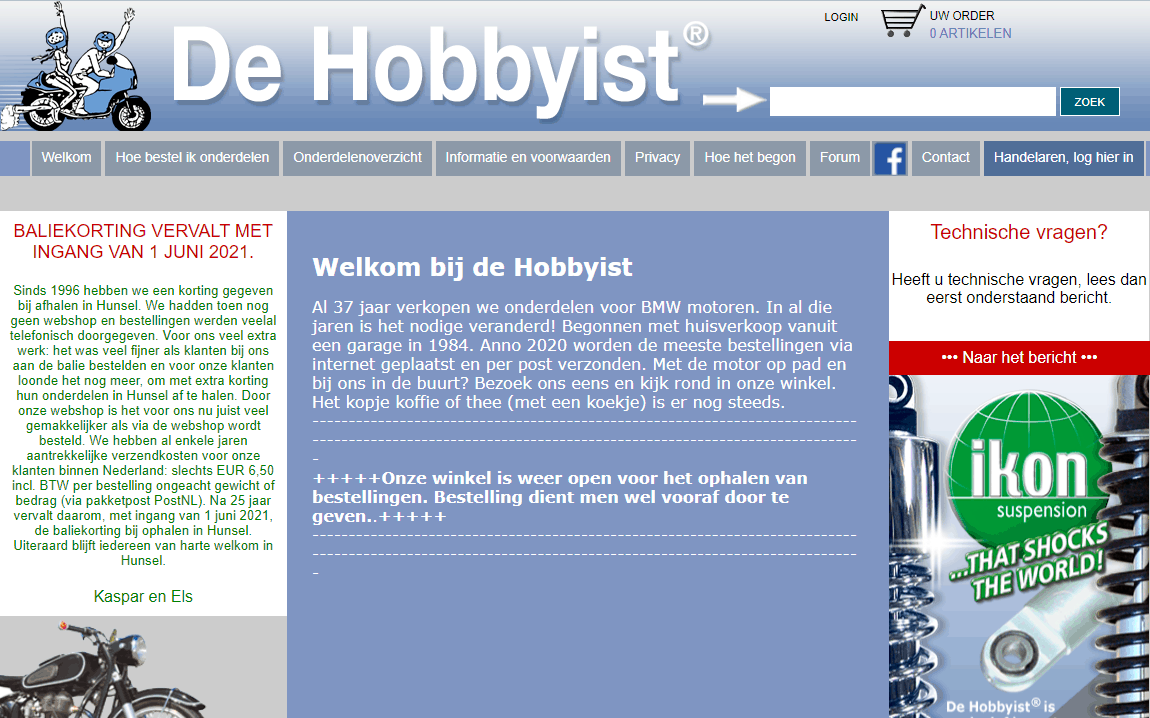 website van De Hobbyist BV