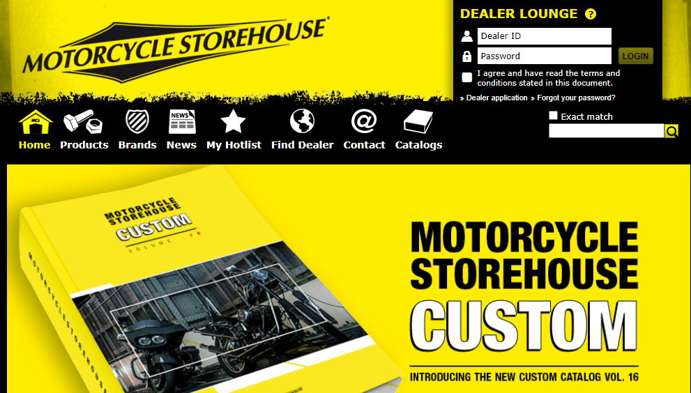 Motorcycle Storehouse homepage