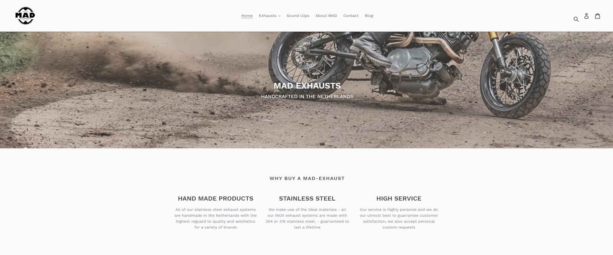 Mad Exhaust website header