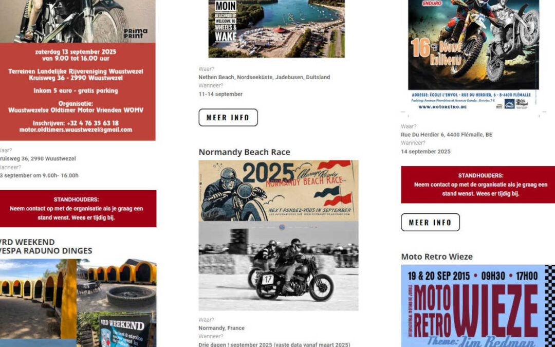 Standhouders op oldtimer motorbeurzen!